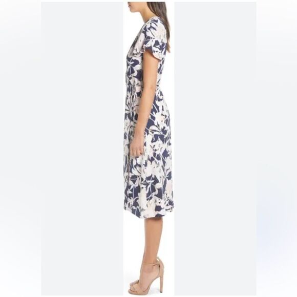 Leith Dress M Rehearsal Dinner Floral Midi Wrap Blue - Picture 4 of 12